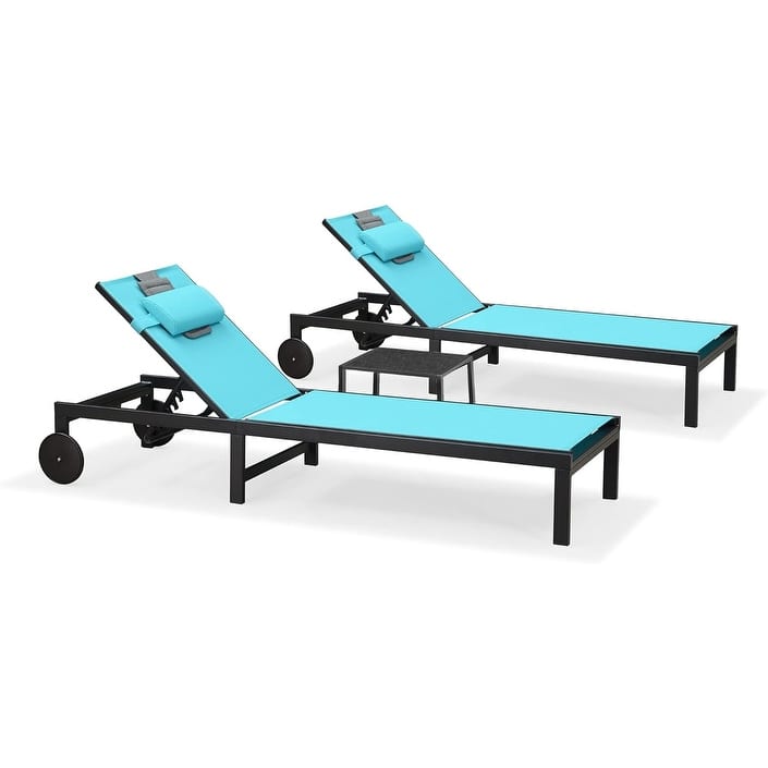 PURPLE LEAF Outdoor Tanning Lounge Chair Set with Face Hole Adjustable Reclining Chairs