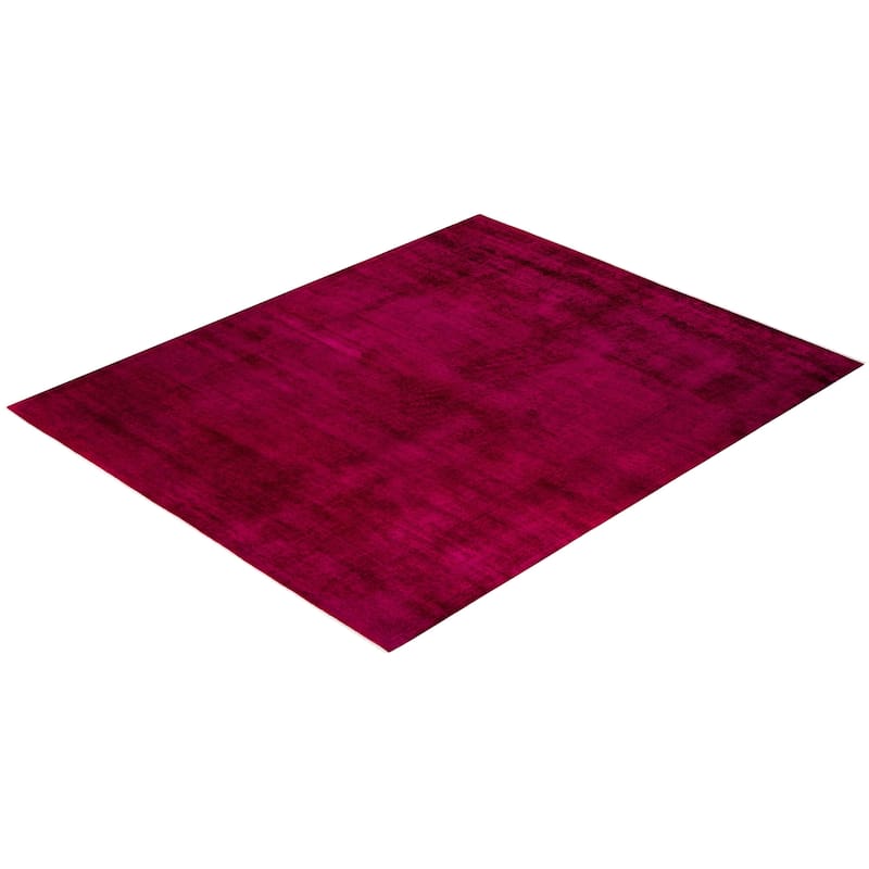 Overton Hand Knotted Wool Vintage Inspired Modern Contemporary Overdyed Pink Area Rug - 8' 3" x 10' 4"