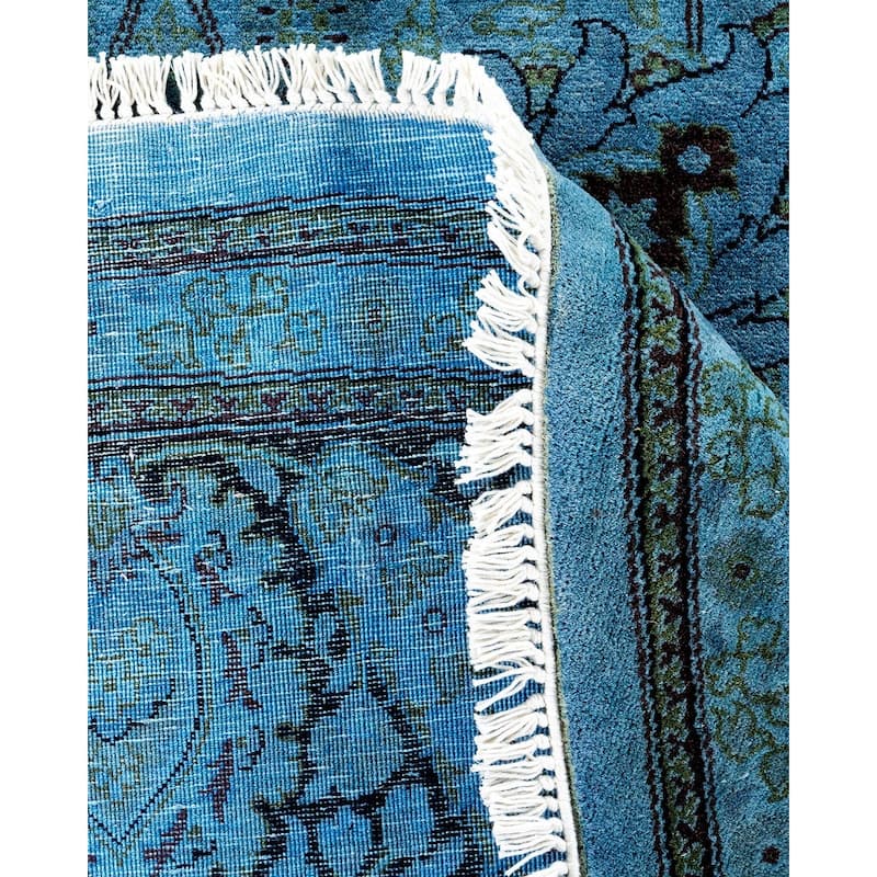 Fine Vibrance, One-of-a-Kind Hand-Knotted Area Rug - Blue, 7' 1" x 7' 1" - 7' 1" x 7' 1"