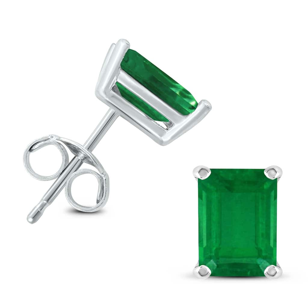 Marquee 14K White Gold 6x4MM Emerald Shaped Emerald Earrings