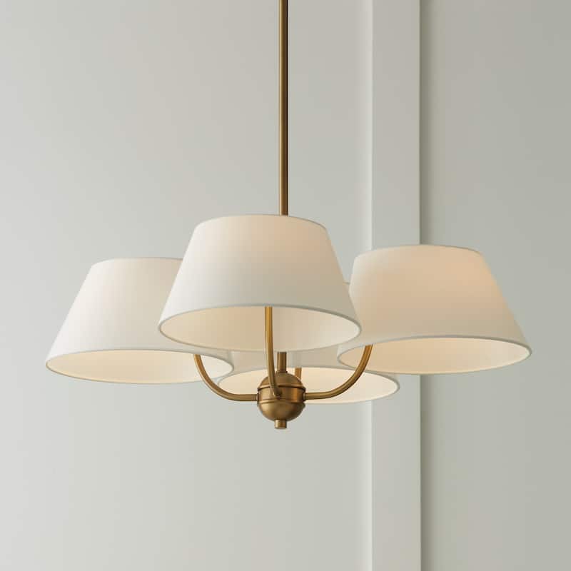 4-Light Aged Brass Chandelier - 21 High