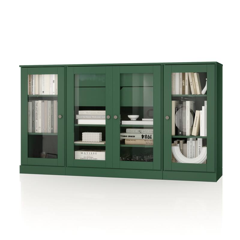 Palace Imports 100% Solid Wood 65" Sideboard with Clear Glass Doors, 2-Drawers and Adjustable Shelves