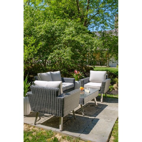 Castlewood All Weather Wicker 4 Piece Seating Group with Cushions