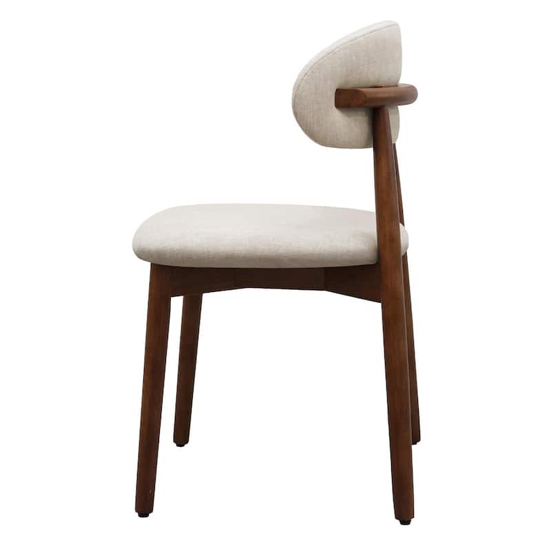 Flannelette Upholstered Dining Chair with Walnut Solid Wood Legs, Armless Chair Set of 2 for Kitchen, Restaurant, Living