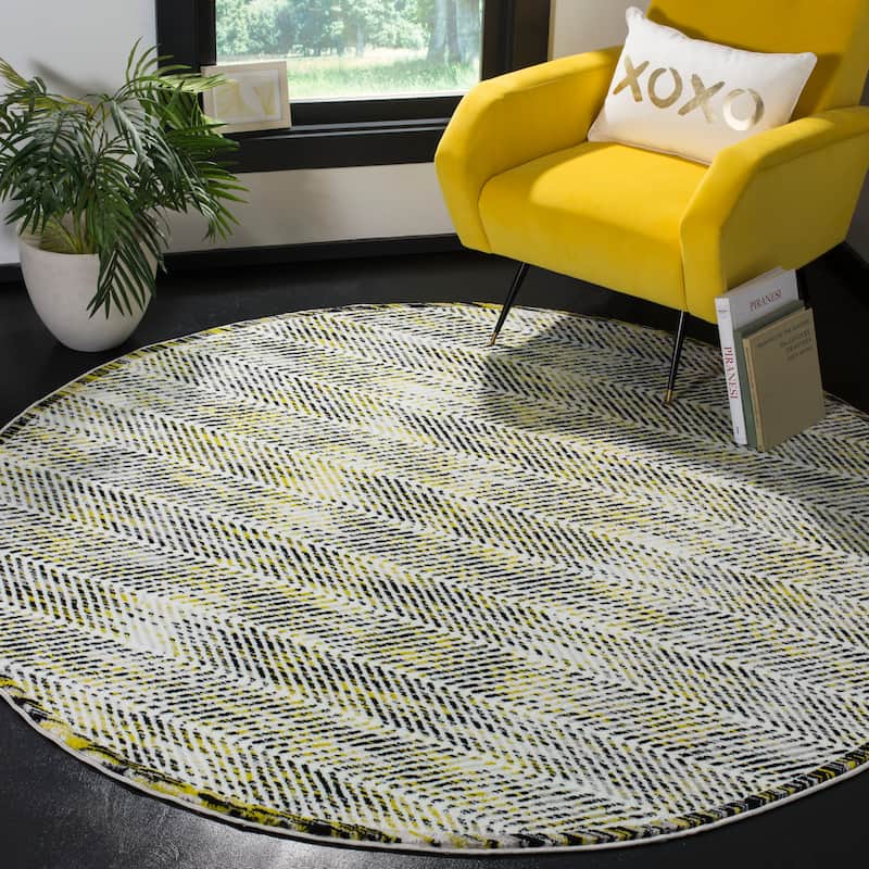 SAFAVIEH Skyler Hedwig Modern Rug - 6'7" Round - Grey/Green