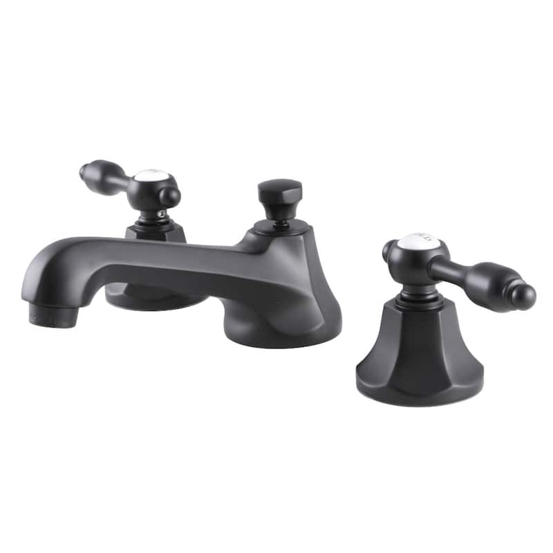 Tudor Widespread Bathroom Faucet with Brass Pop-Up in Brushed Nickel - Matte Black