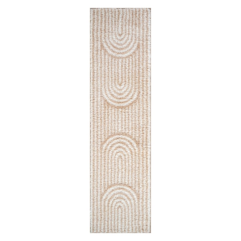 Abstract Arch Shag Rug - Medium Pile, Durable & Easy to Clean - Anthracite Dark Gray