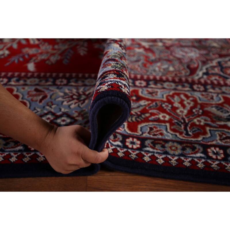 Animals Red Floral Kashan Turkish Area Rug Machine Made Carpet - 9'8" x 12'11"