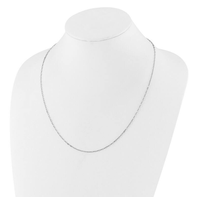 Curata 925 Sterling Silver Italian Rhodium 22" 2mm Adjustable Small Oval Link Chain Necklace