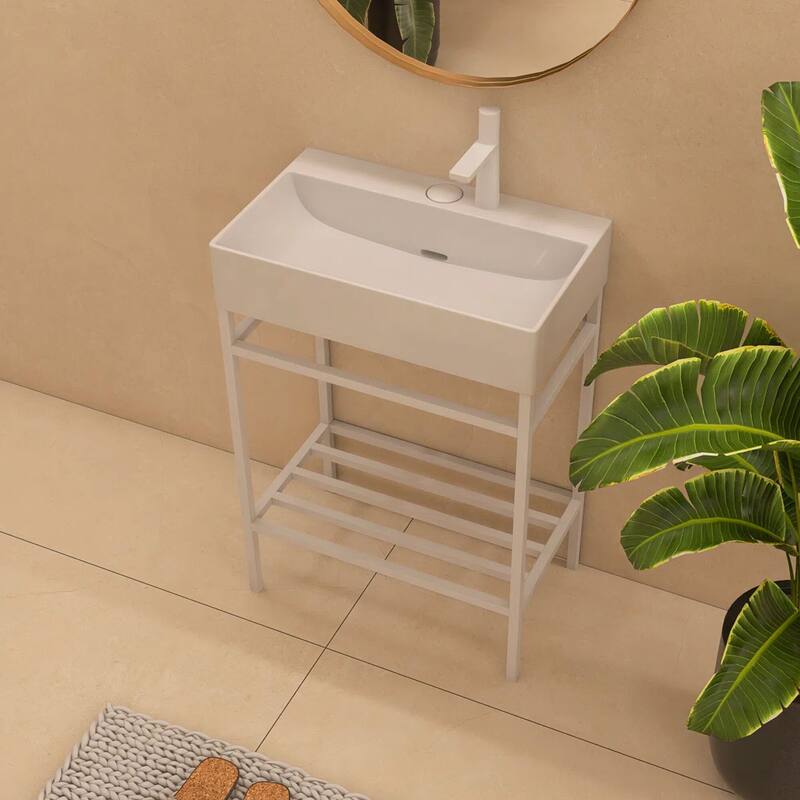 24" Freestanding Bathroom Vanity with Ceramic Sink - 23.62'' x13.98'' x 33.46''
