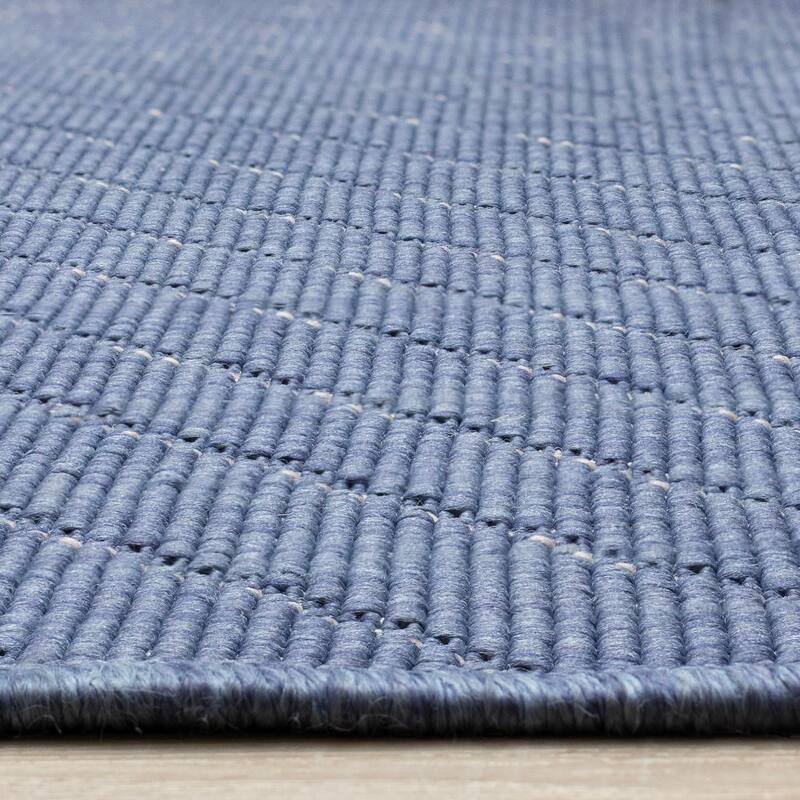 Blue White Traverse Stripes Indoor/Outdoor Rug