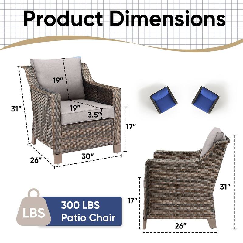 Pocassy All-Weather Rattan Patio Funiture Set