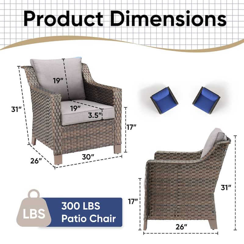 Pocassy Outdoor Chair with Comfortable Cushion Set of 2