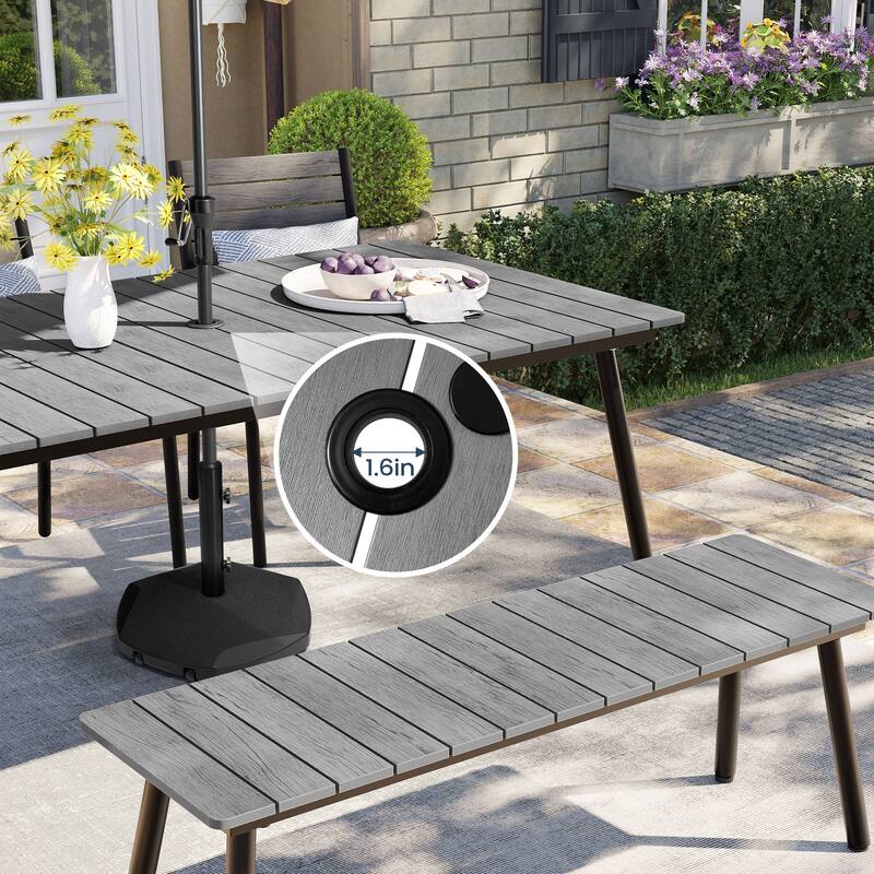 Pellebant Outdoor Aluminum Rectangular Dining Table