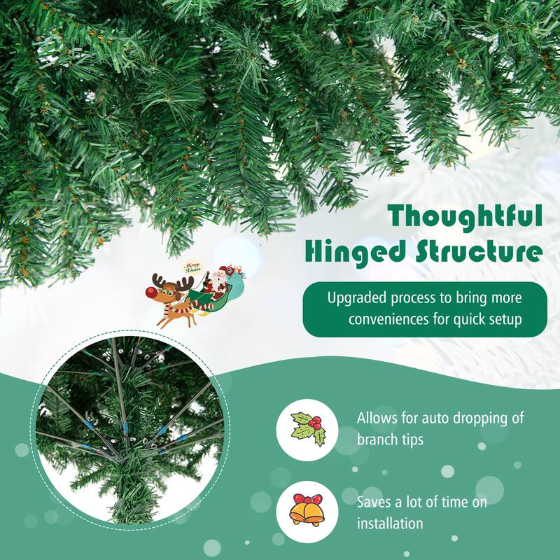 Gymax 6' Christmas Tree 1000 Tips Premium Hinged Artificial PVC