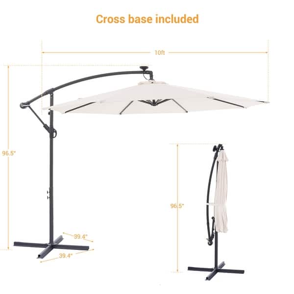 BONOSUKI 10ft Patio offset Umbrella Hanging Umbrella With LED Lights