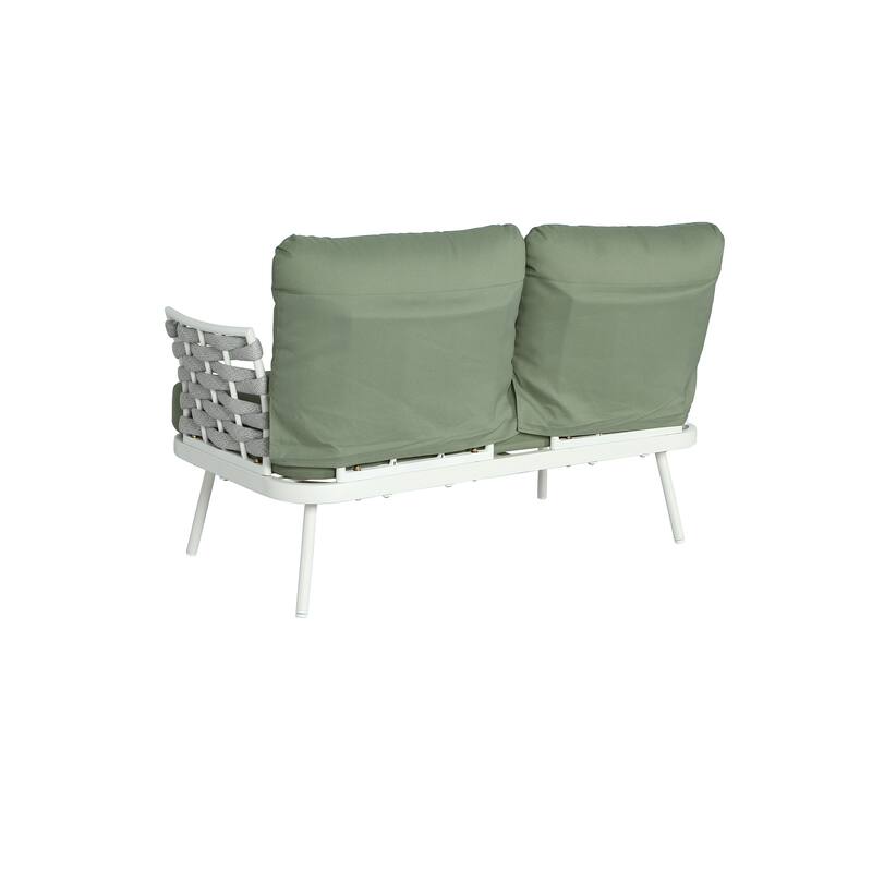 Christopher Knight Home - Cadence Rope and Steel Patio Loveseat and Table Set