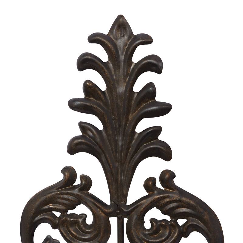 Metal Scroll Weathered Wall Sconce - Bronze - Roche River Decor - 7"W x 10"L x 31"H