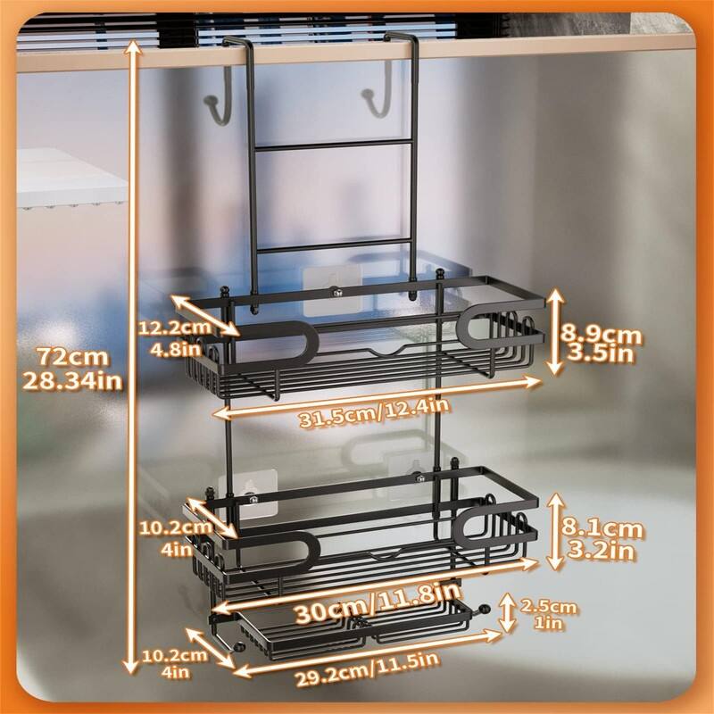 Over The Door Shower Caddy - ‎4.8"D x 12.4"W x 28.33"H