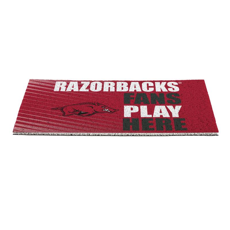 28 in. x 16 in. University of Arkansas "Fans Play Here" PVC Door Mat