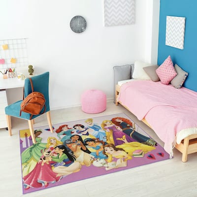 Licensed Disney Princess Party Youth Digital Printed Area Rug - 4'6" x 6'6"