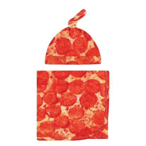 slide 1 of 1, Touched by Nature Unisex Baby Organic Cotton Swaddle Blanket and Headband or Cap, Pizza, One Size - Pizza - One Size One Size - Pizza