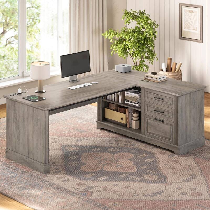Executive L Shaped Desk Office Desk Drawers Storage Drawers Cabinet