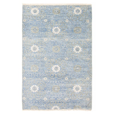ECARPETGALLERY Hand-knotted Mystique Blue Wool Rug - 4' 1" x 6' 1"
