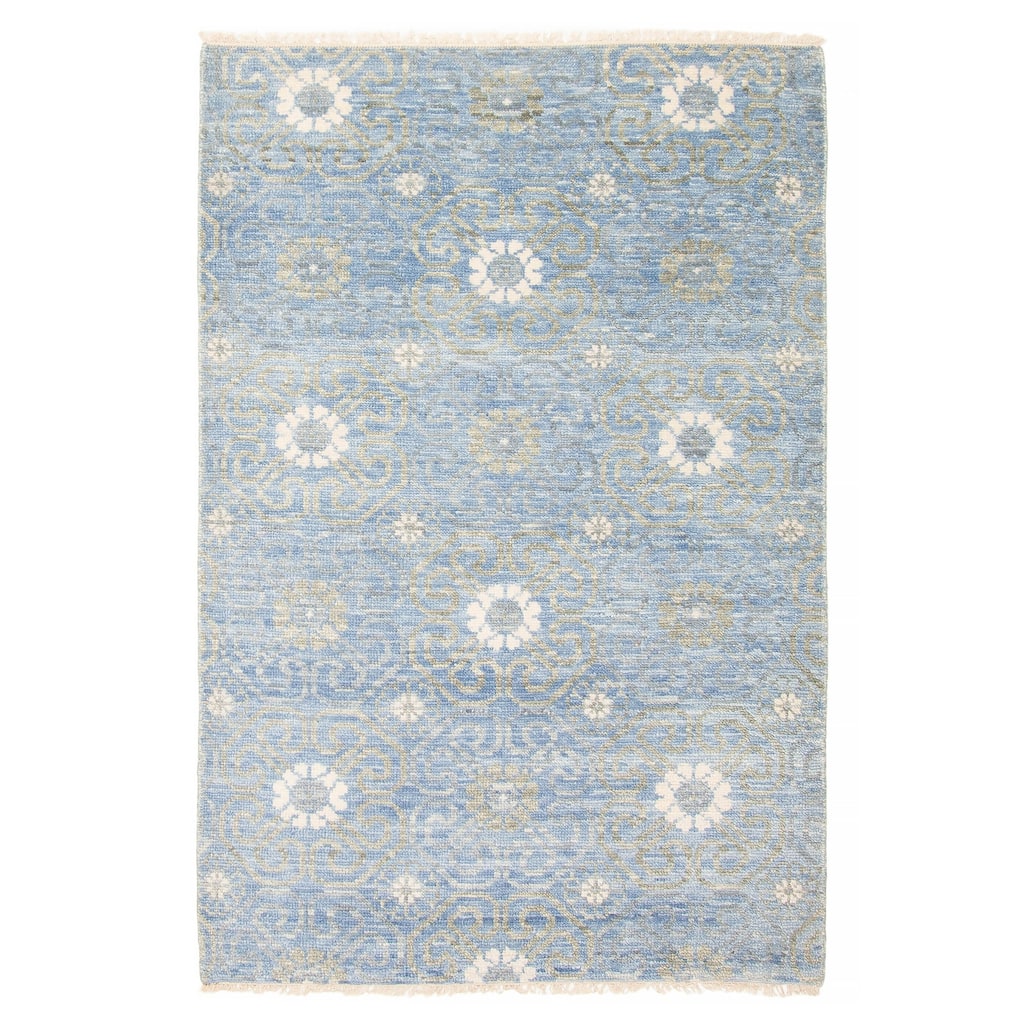 ECARPETGALLERY Hand-knotted Mystique Blue Wool Rug - 4' 1" x 6' 1"