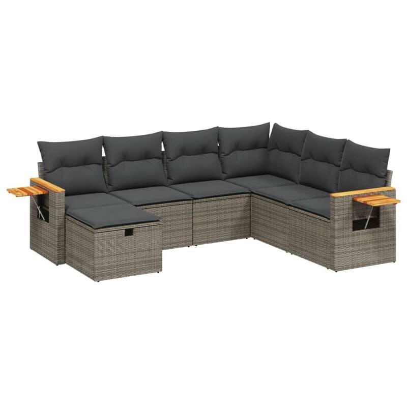 vidaXL Patio Sofa Set with Cushions Outdoor Conversation Furniture Poly Rattan