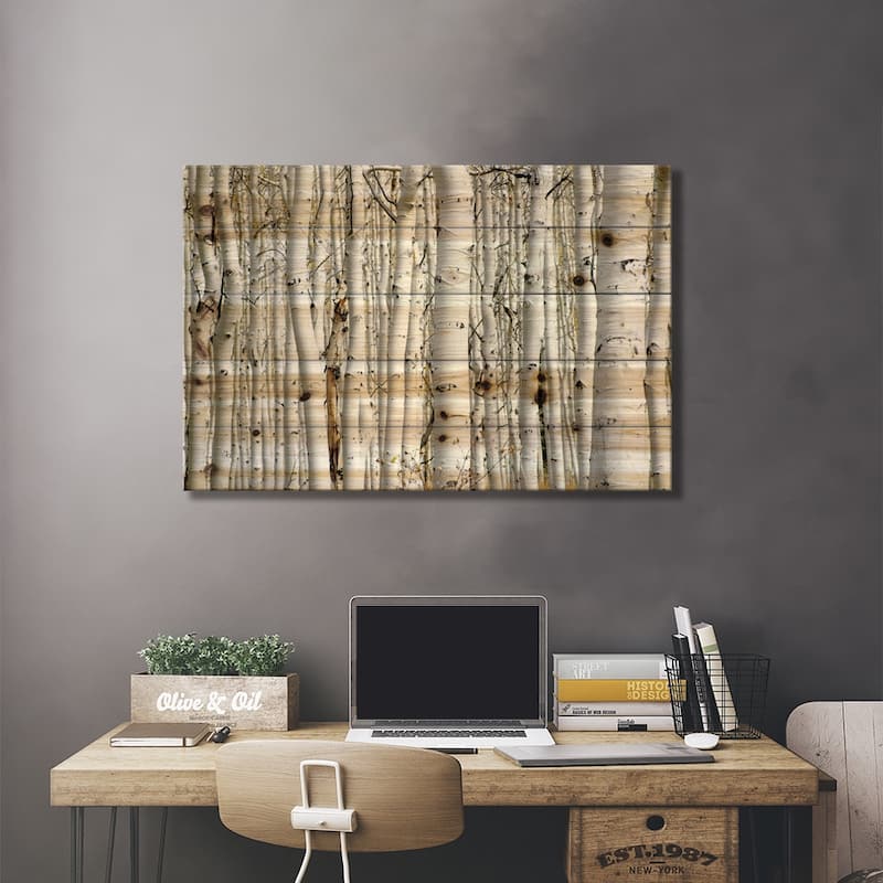 Birch Wood Print On Wood by PhotoINC Studio - Multi-Color