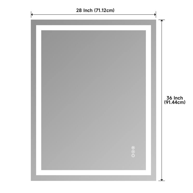 Tempered Glass LED Vanity Mirror Frameless with Anti-Fog and Dimmable - Clear