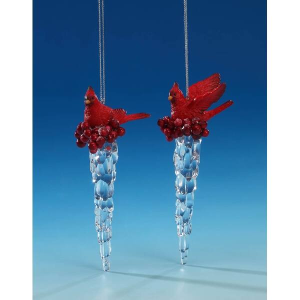 Shop Pack Of 4 Clear And Red Cardinal Icicle Christmas Ornaments 5 75 Overstock