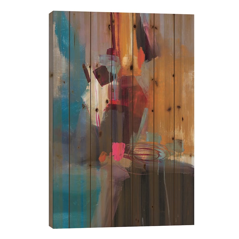 Jazzy Abstract VII Print On Wood by Jane M. Robinson - Multi-Color - 26x18x1.5