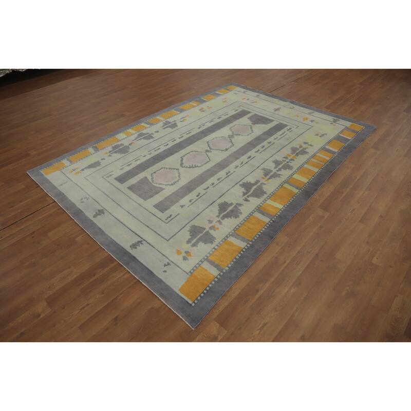 Geometric Gabbeh Vegetable Dye Area Rug Handmade Wool Carpet - 8' 4'' X 5' 11''