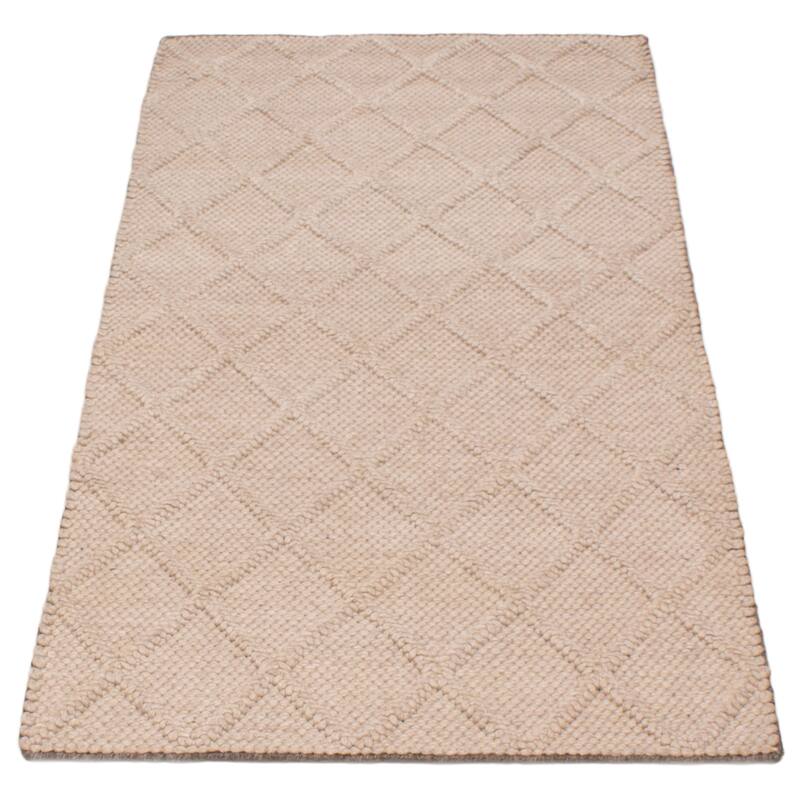 ECARPETGALLERY Braid weave Sienna Beige Wool Rug - 3'6 x 6'10