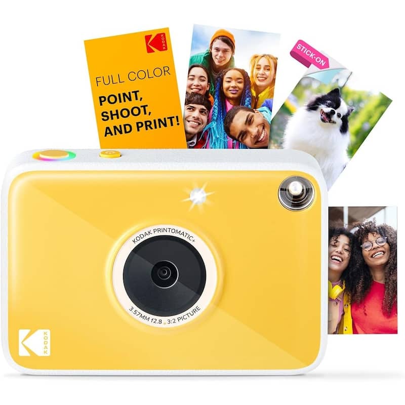 KODAK Printomatic Instant Print Camera 10MP, RGB LED, Zink Photo Prints - Yellow