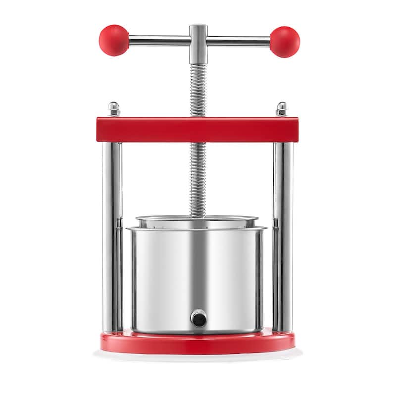 1.6 Gal Manual Fruit Press with Stainless Steel Plate Juicer for Wine Puree or Olive Oil - 300x242x435 mm