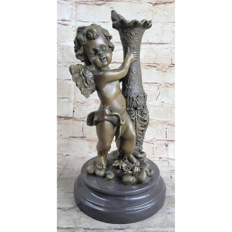 12 Inches Auguste Moreau Cherub Angel Bronze Sculpture Statue Decoration