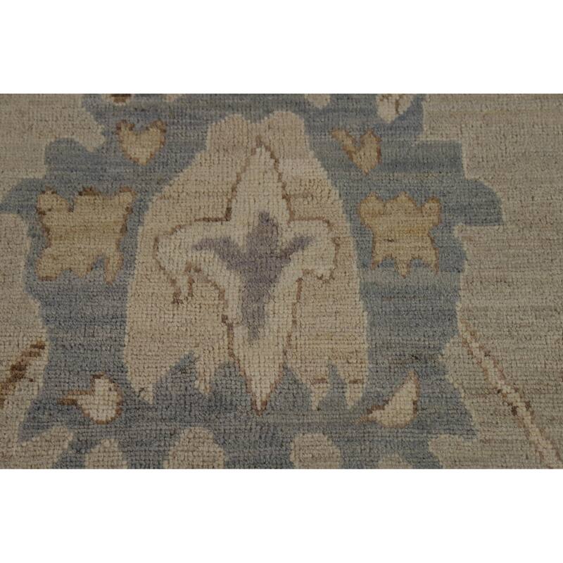 Vegetable Dye Floral Beige Oushak Turkish Rug Hand-Knotted Wool Carpet - 7'10" x 10'0"