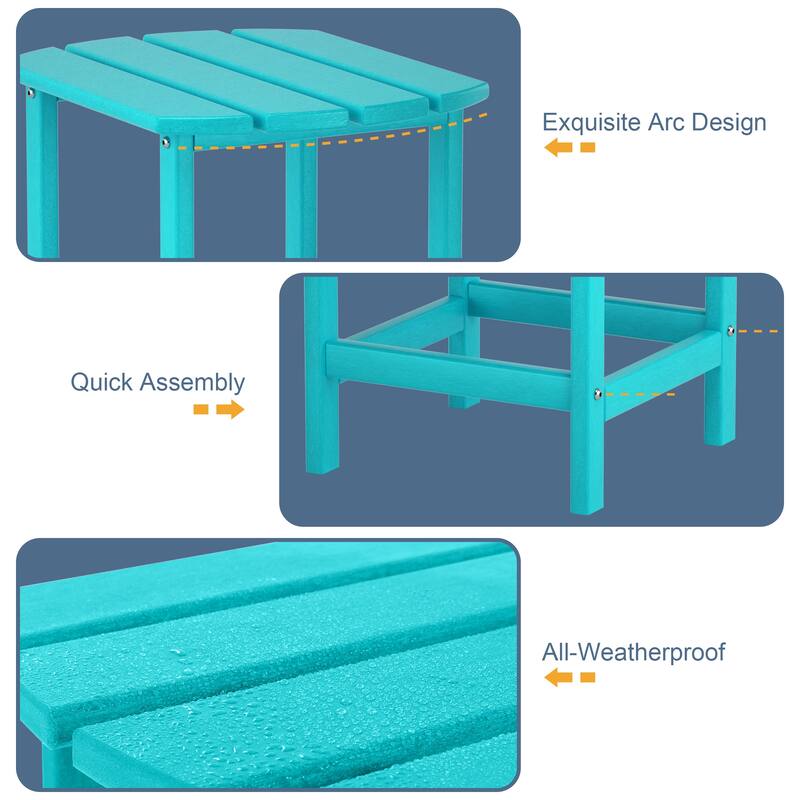 Adirondack Outdoor Side Table, Weather Resistant HDPE Plastic End Tables