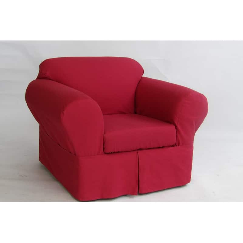 Classic Slipcovers Two Piece Twill Chair Slipcover - Red