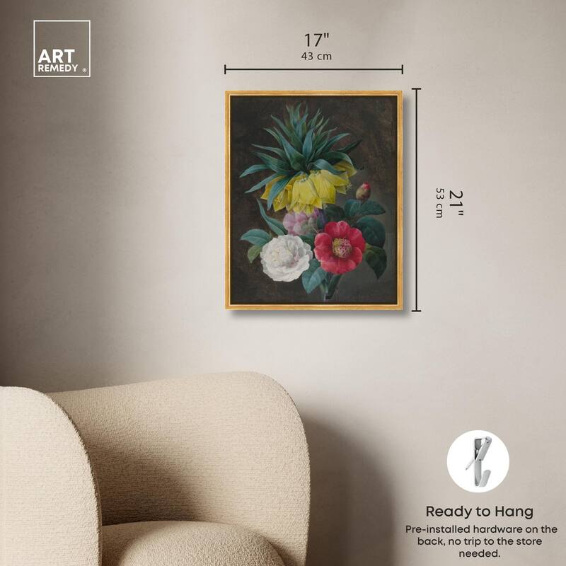 Four Peonies and a Crown Canvas by Art Remedy