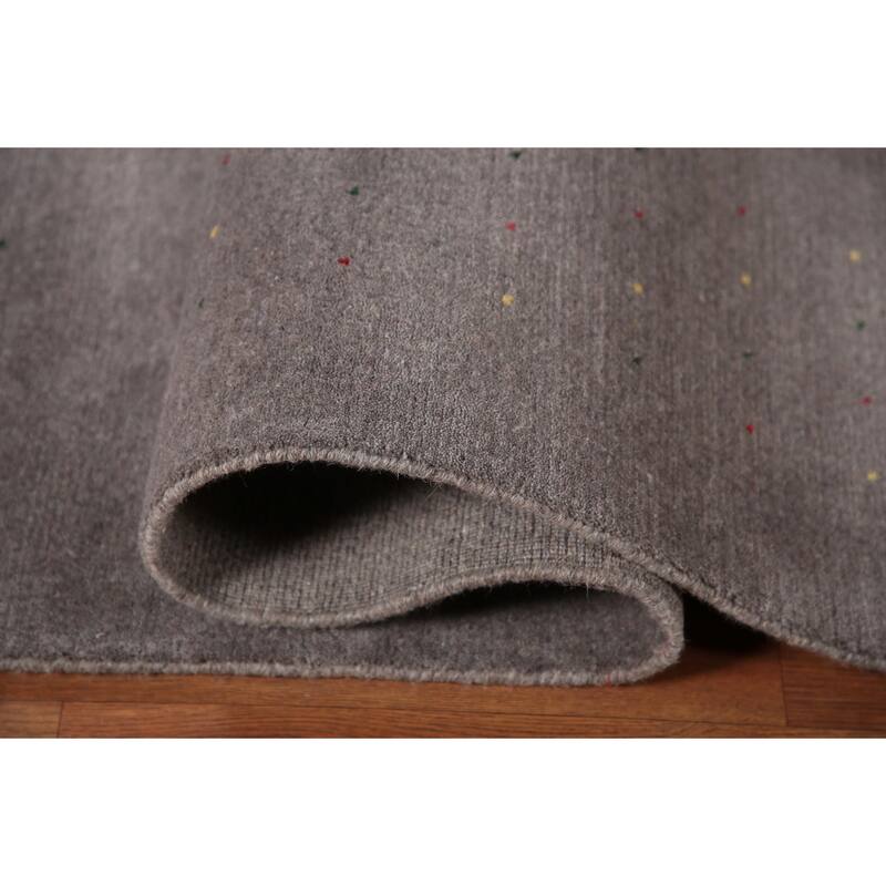 Tribal Gray Gabbeh Area Rug Hand-Knotted Wool Carpet - 9'4" x 12'1"