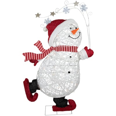 56" Lighted Ice Skating Snowman Outdoor Decoration