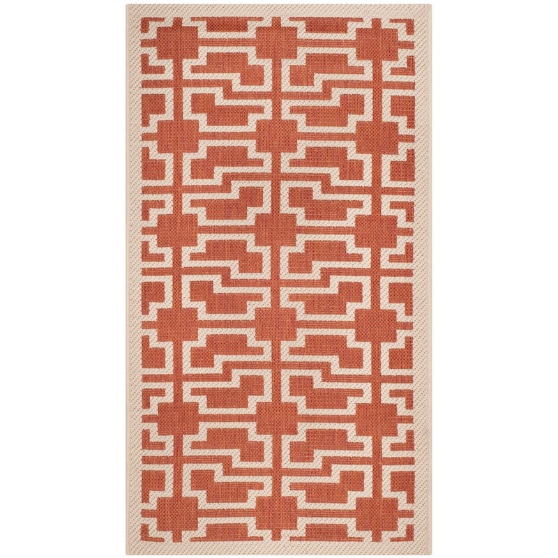 SAFAVIEH Courtyard Zohre Indoor/ Outdoor Waterproof Patio Backyard Rug - 2' x 3'7" - Terracotta/Beige