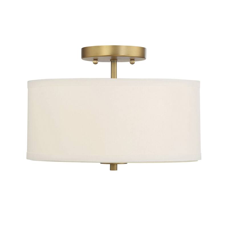 Meridian M60008 2 Light 13" Wide Semi-Flush Drum Ceiling Fixture - Natural Brass