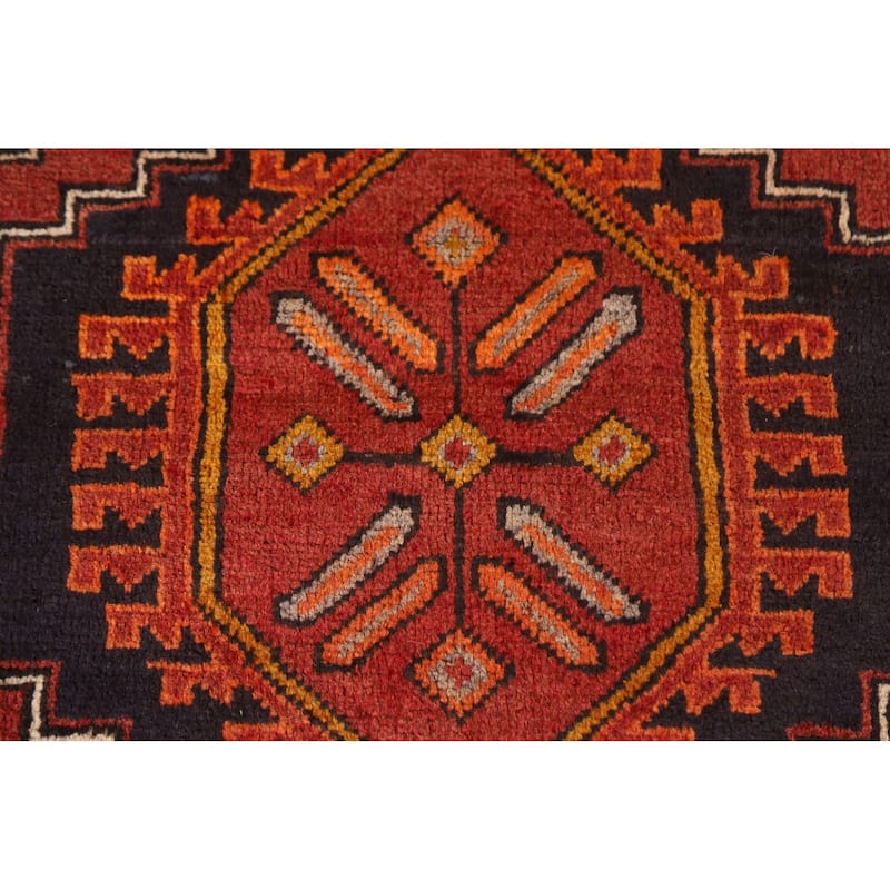 Orange Ardebil Persian Vintage Runner Rug Handmade Wool Carpet - 3'9"x 13'3"