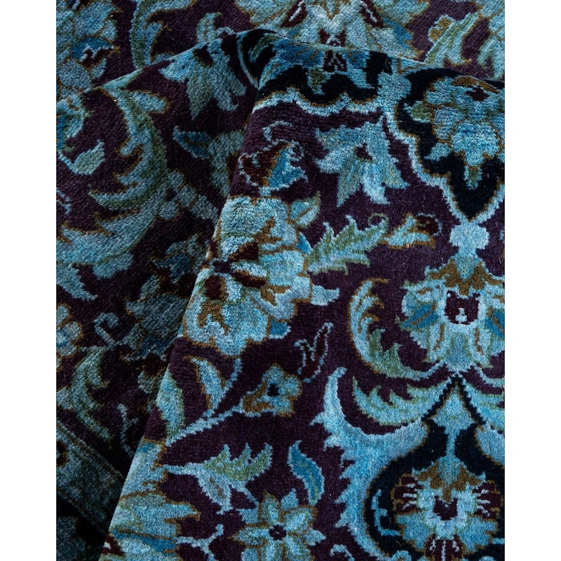 Overton Hand Knotted Wool Vintage Inspired Modern Contemporary Overdyed Blue Area Rug - 3' 3" x 5' 3"