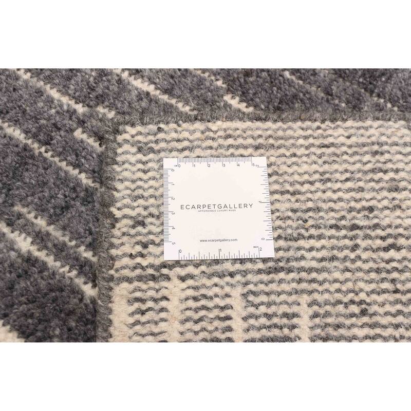 ECARPETGALLERY Hand-knotted Tangier Dark Grey Wool Rug - 4'11 x 7'10